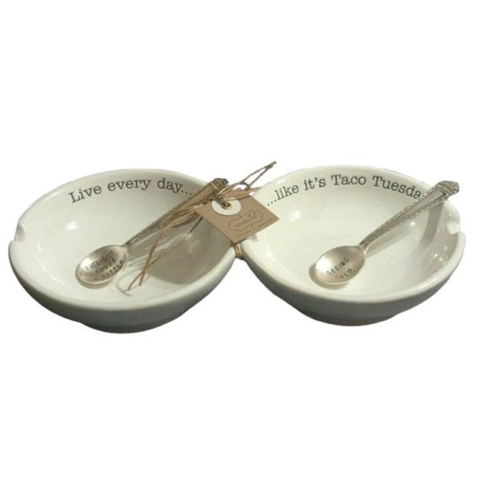 Mud Pie Double Salsa Server Set (Taco Tuesday) NWT